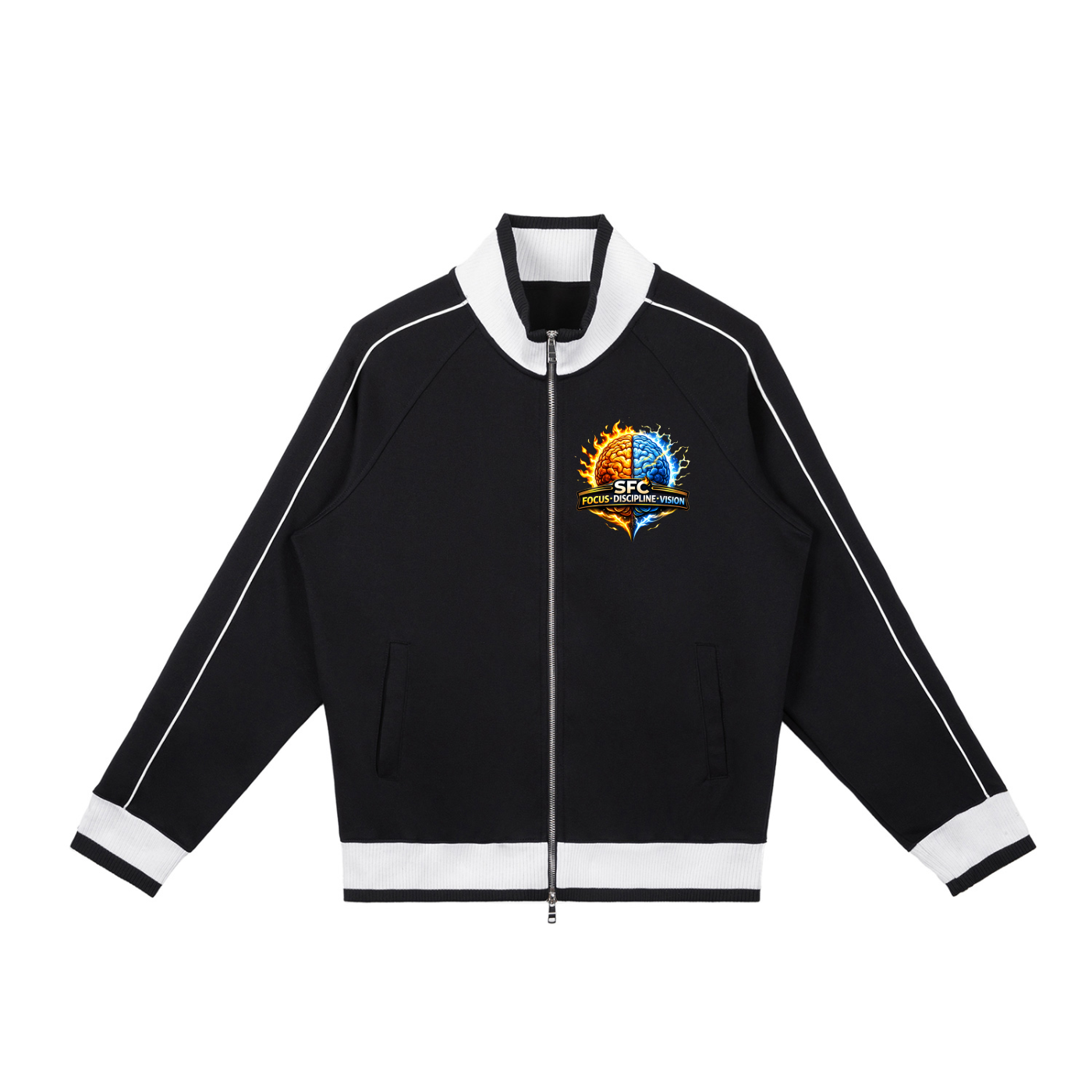 Color Block Raglan Sleeve Zip Track Jacket